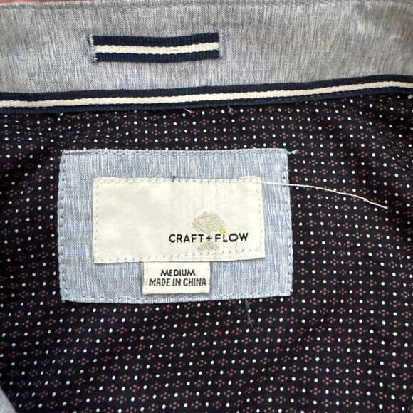 Craft + Flow Men’s Shirt Adult Medium Pink Long Flip Sleeve Button Up Pocket - Picture 3 of 12